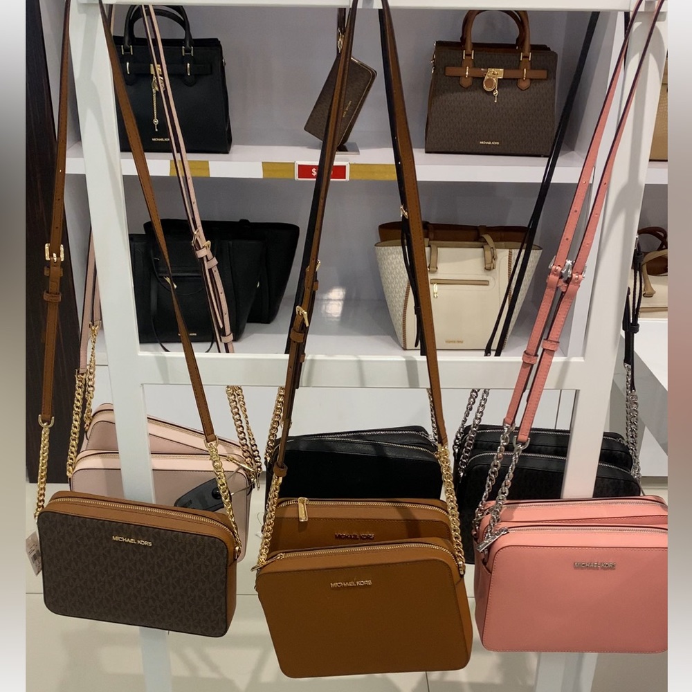 Michael kors jet set signature brown crossbody bag
